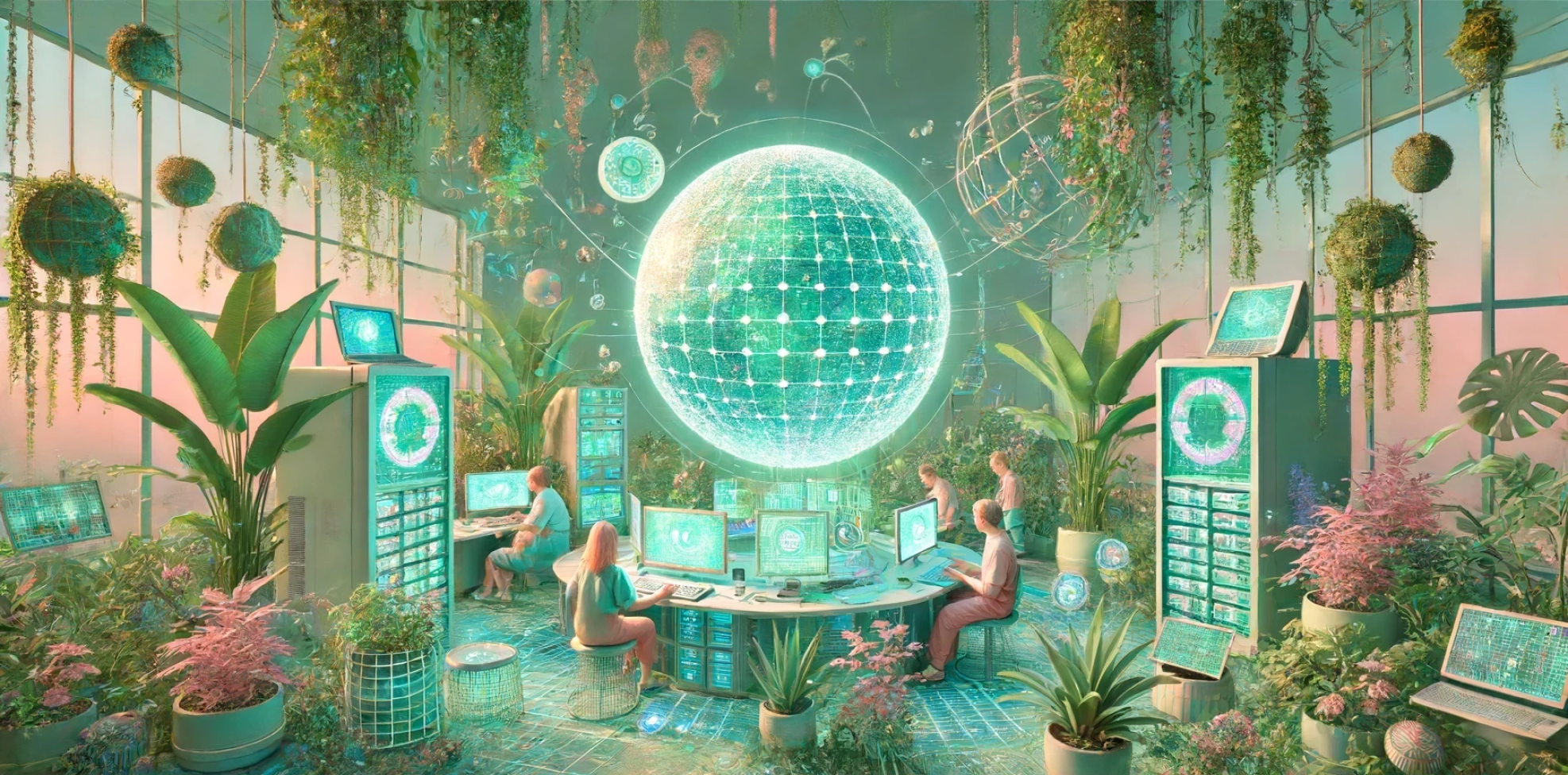 Futuristic greenhouse with technology